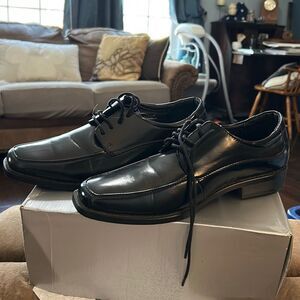 Lucio Ricci Men's Black Square Toe Lace up Dress Shoes (054714) Size 9.5